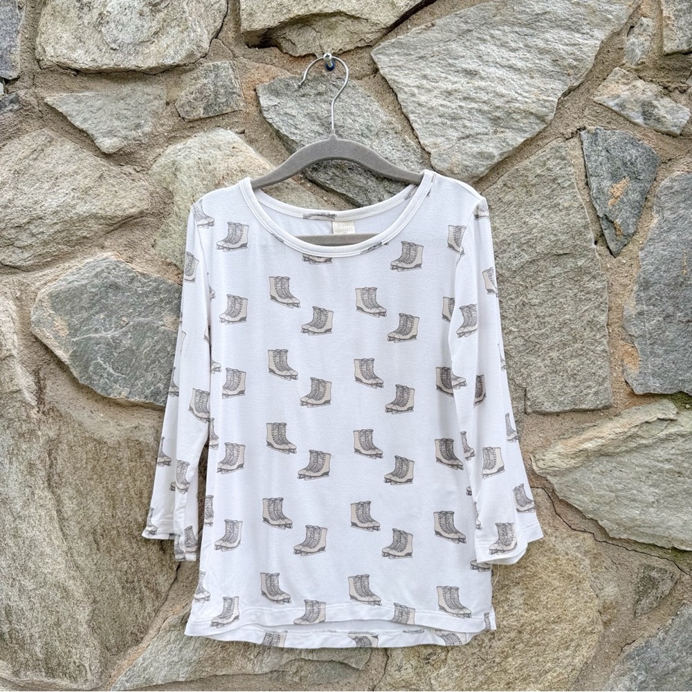 Kate Quinn Ice Skates Print Bamboo Long Sleeve Shirt